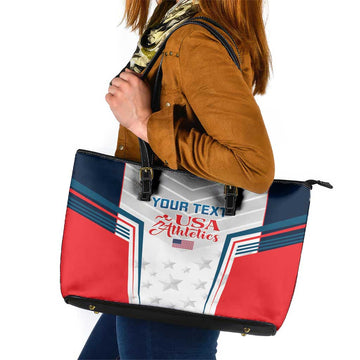 Custom USA Athletics Leather Tote Bag 2024 United States Champions Proud LT14