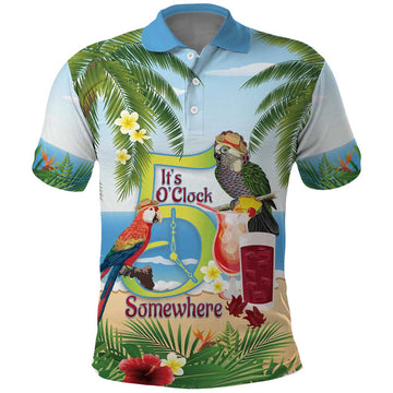 Guyana Christmas Polo Shirt Macaw Red-fan Parrot Tropical Vibes LT14