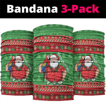 Guyana Christmas Neck Gaiter Santa With Macaw Parrot Merry Xmas LT14