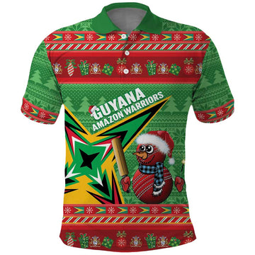 Personalized Guyana Cricket Christmas Polo Shirt Amazon Warriors Merry Xmas LT14