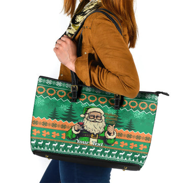 Personalised Ireland Christmas Leather Tote Bag Irish Santa Claus Nollaig Shona Duit LT14