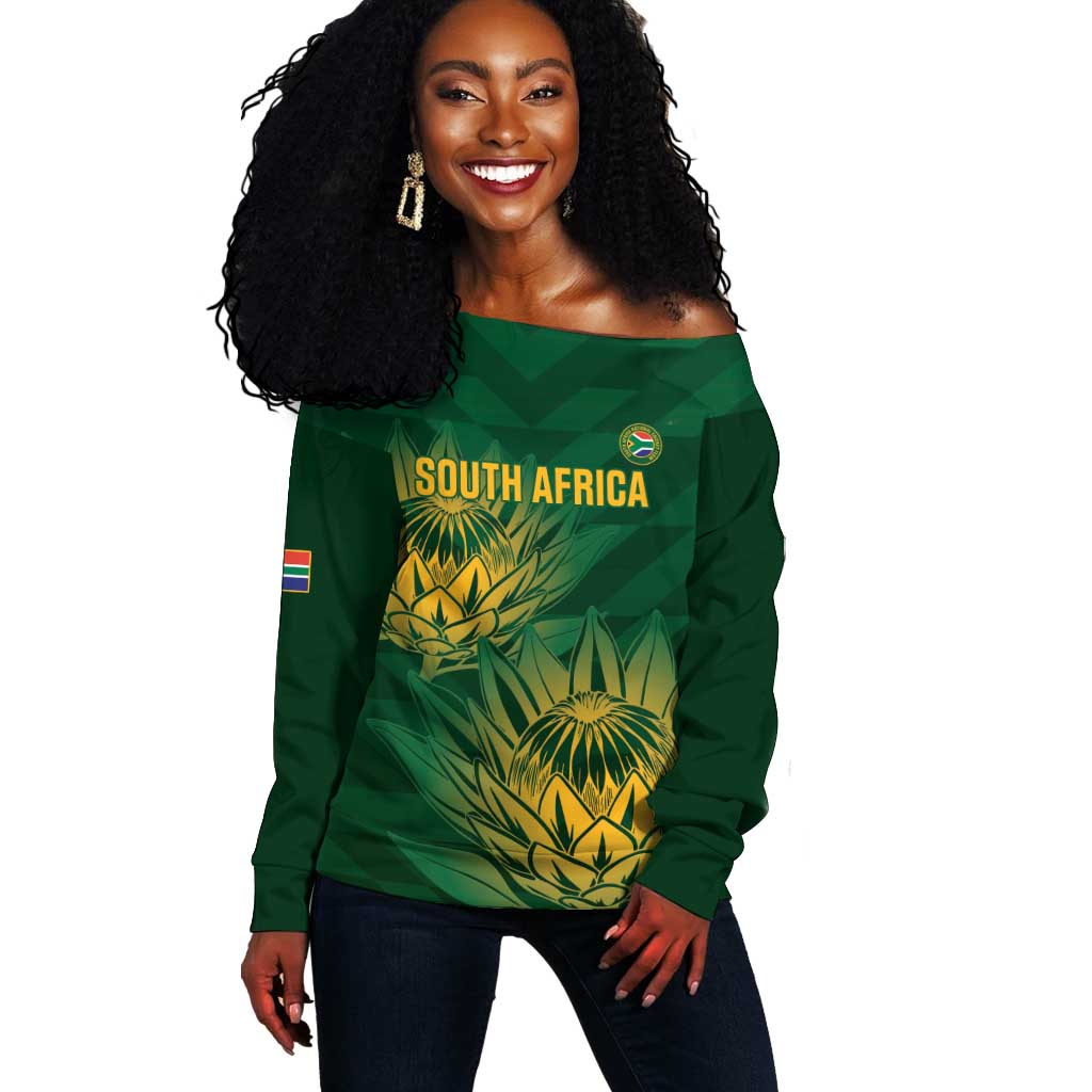 Custom South Africa Cricket Off Shoulder Sweater Go Champions Proteas LT14