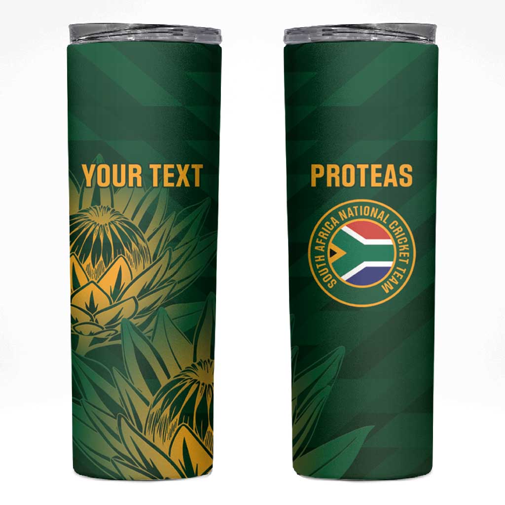 Custom South Africa Cricket Skinny Tumbler Go Champions Proteas LT14