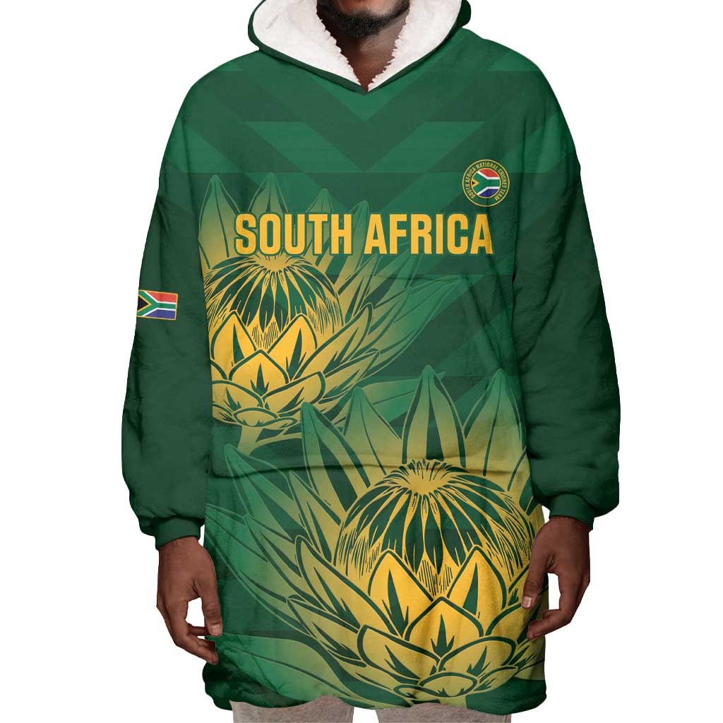 Custom South Africa Cricket Wearable Blanket Hoodie Go Champions Proteas LT14