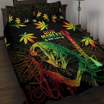 Afro Jamaica Legend Bob Day Quilt Bed Set One Love Jamaican Reggae African Pattern LT14