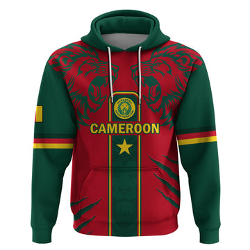 Custom Cameroon Football Hoodie 2024 African Nations Go Champions Lion Style LT14