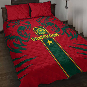 Cameroon Football Quilt Bed Set 2024 African Nations Go Champions Lion Style LT14