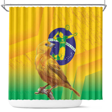 Brasil Volleyball Shower Curtain Go Champions Canario-da-terra LT14