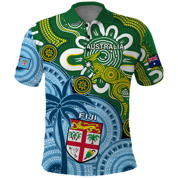Custom Australia And Fiji Polo Shirt Aboriginal Mix Fijian Tapa Unique Style LT14