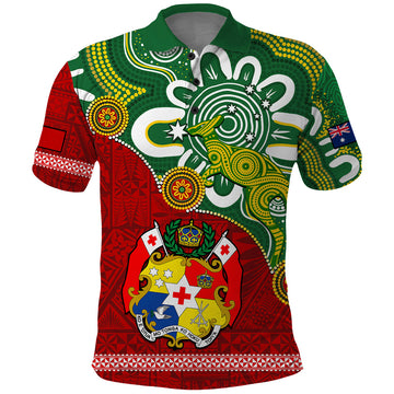 Custom Australia And Tonga Polo Shirt Aboriginal Mix Tongan Ngatu Unique Style LT14