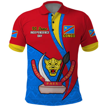 30 June Democratic Republic of the Congo Independence Day Polo Shirt Happy 63rd Anniversary LT14