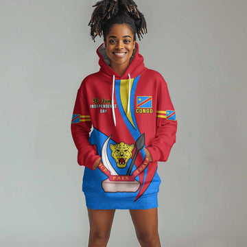 Personalised Democratic Republic of the Congo Independence Day Hoodie Dress Coat Of Arms Happy 30 June LT14