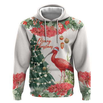 Personalized Trinidad And Tobago Christmas Hoodie Scarlet Ibis Wild Poinsettia Watercolor LT14