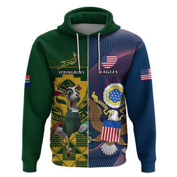 Custom South Africa And United States Rugby Hoodie 2023 Springboks Combine Eagles LT14