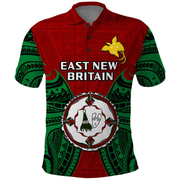 Custom Papua New Guinea Polo Shirt East New Britain Province Mix Coat Of Arms Polynesian Art LT14