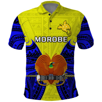 Custom Papua New Guinea Polo Shirt Morobe Province Mix Coat Of Arms Polynesian Art LT14