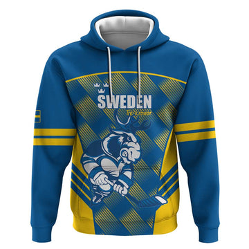 Sweden Hockey Custom Hoodie Tre Kronor Swedish Moose Mascot LT14