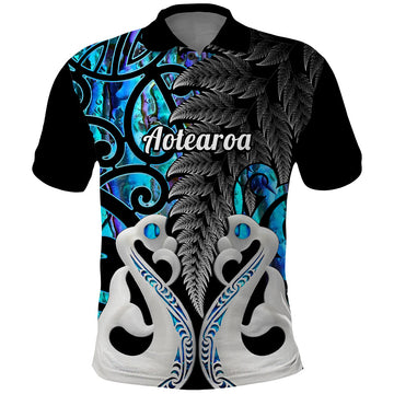 Custom New Zealand Polo Shirt Te Manaia Mangopare Maori And Fern Blue Style LT14