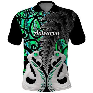 Custom New Zealand Polo Shirt Te Manaia Mangopare Maori And Fern Green Style LT14