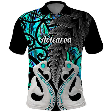 Custom New Zealand Polo Shirt Te Manaia Mangopare Maori And Fern Turquoise Style LT14
