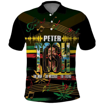 Jamaica Reggae Legend Tosh Polo Shirt Cannabis Pattern LT14