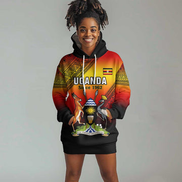 Personalised Uganda Independence Day Hoodie Dress Jamhuri ya Uganda Coat Of Arms LT14