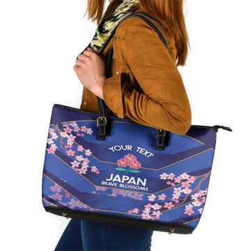 Custom Japan Rugby Leather Tote Bag Go Brave Blossoms LT14