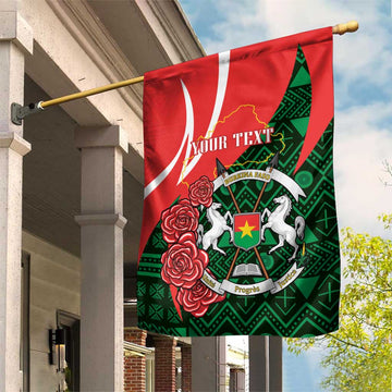 Personalized Burkina Faso Republic Day Garden Flag Bogolan Mudcloth - Coat Of Arms Design LT14