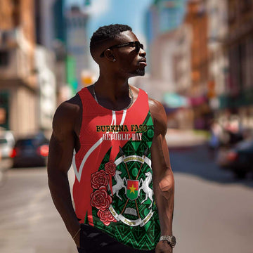 Personalized Burkina Faso Republic Day Men Tank Top Bogolan Mudcloth - Coat Of Arms Design LT14