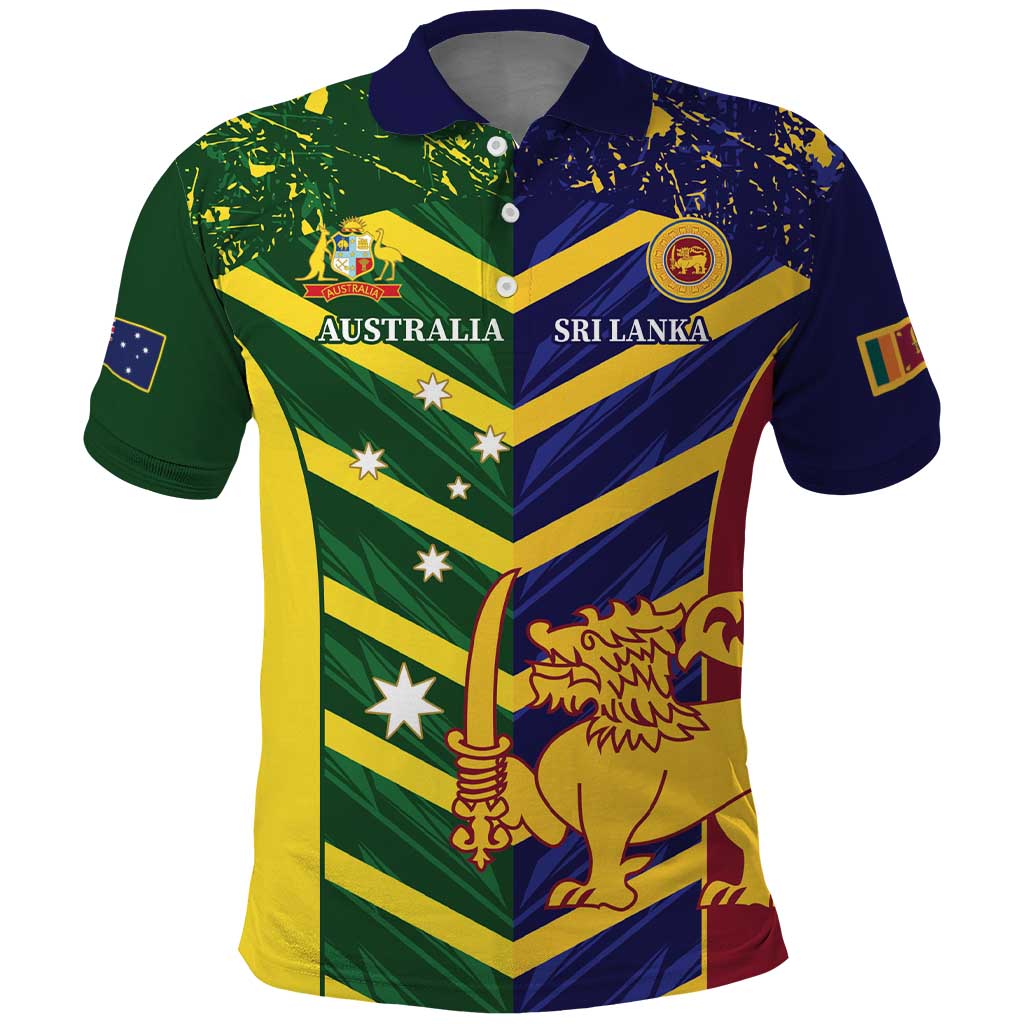 Custom Sri Lanka And Australia Cricket Polo Shirt 2025 The Lions Baggy Greens Together LT14