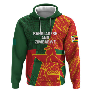 Custom Bangladesh And Zimbabwe Cricket Hoodie 2025 Tigers Chevrons Together LT14