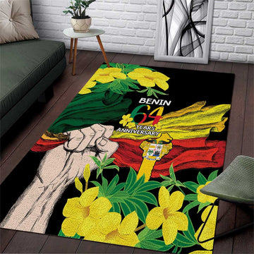 Benin National Day Area Rug Happy 64th Independence Anniversary Yellow Allamanda LT14