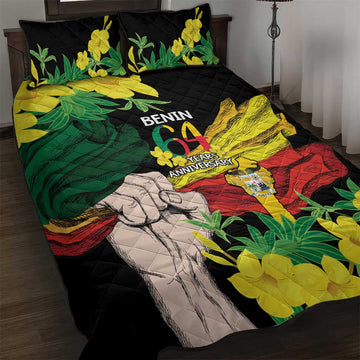 Benin National Day Quilt Bed Set Happy 64th Independence Anniversary Yellow Allamanda LT14