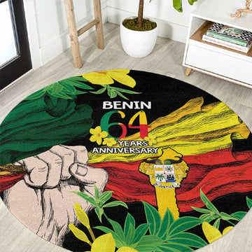 Benin National Day Round Carpet Happy 64th Independence Anniversary Yellow Allamanda LT14