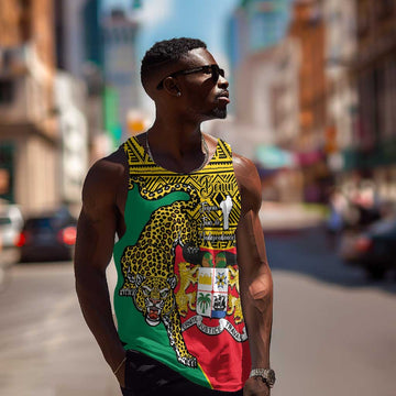 Personalised Benin National Day Men Tank Top Coat Of Arms With Leopard African Pattern LT14