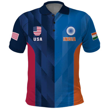 Custom USA and India Cricket Polo Shirt 2024 Together Dynamic Style LT14