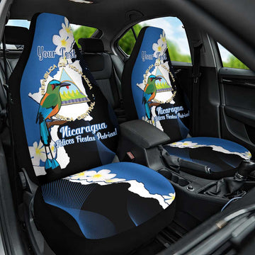 Personalized Nicaragua Independence Day Car Seat Cover Nicaraguan Guardabarranco Mix Sacuanjoche Flowers LT14
