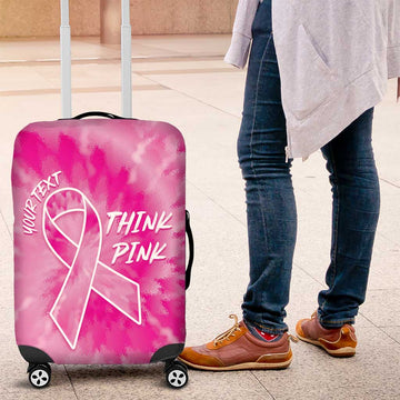 Personalized Breast Cancer Awareness Luggage Cover Think Pink Tie Dye Ribbon LT14