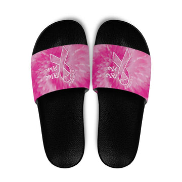 Breast Cancer Awareness Slide Sandals Think Pink Tie Dye Ribbon LT14