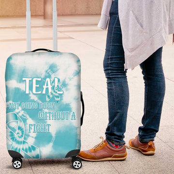 Teal Ribbon Cervical Cancer Awareness Luggage Cover Not Going Down Without A Fight Tie Dye LT14
