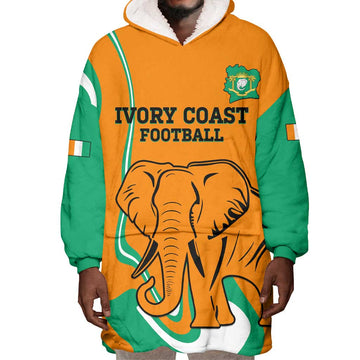 Custom Ivory Coast Football Wearable Blanket Hoodie 2024 Go Champions Les Elephants LT14