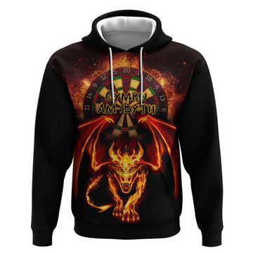 Cymru Am Byth Wales Darts Hoodie Go Welsh Flame Style LT14