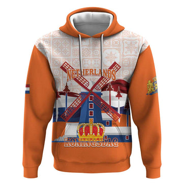 Netherlands King's Day Hoodie Windmill With Nederland Pattern LT14
