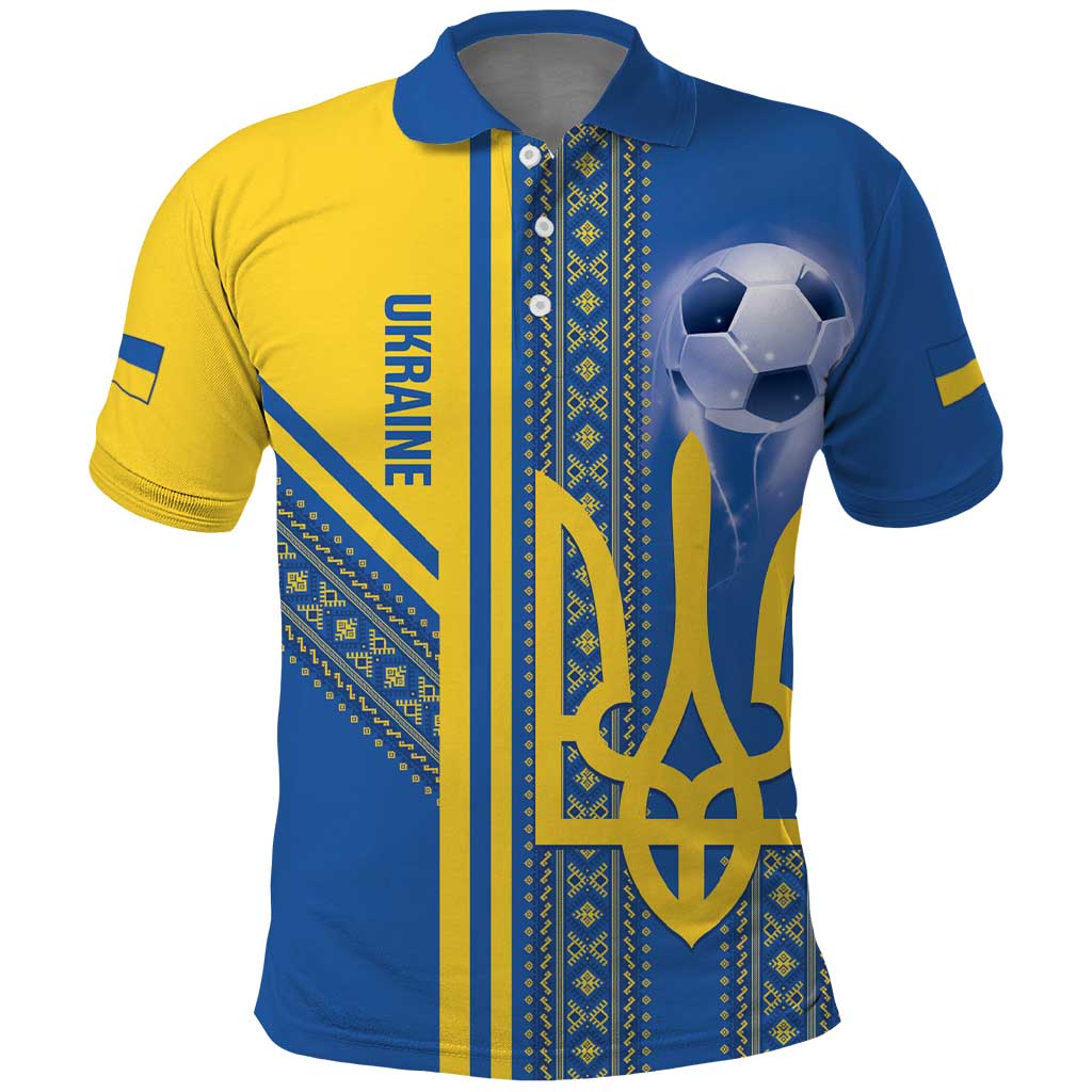Custom Ukraine Football Polo Shirt Go Blue And Yellow Folk Pattern LT14