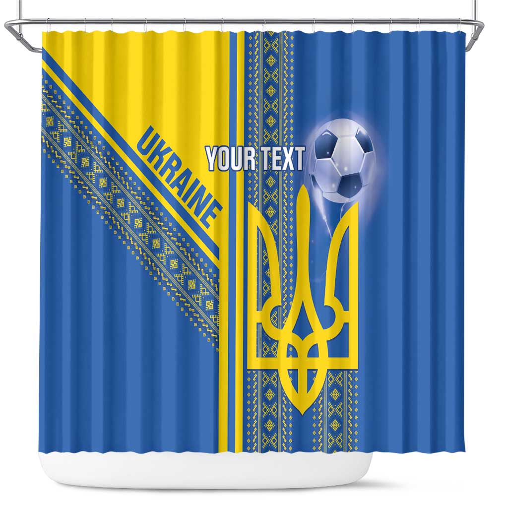 Custom Ukraine Football Shower Curtain Go Blue And Yellow Folk Pattern LT14