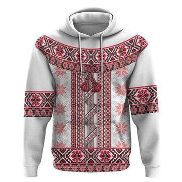 Ukraine Hoodie Traditional Braided Rope Belt Red Folk Pattern LT14