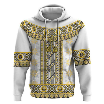 Ukraine Hoodie Traditional Braided Rope Belt Yellow Folk Pattern LT14