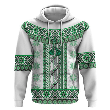 Ukraine Hoodie Traditional Braided Rope Belt Green Folk Pattern LT14
