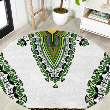 Africa Round Carpet African Dashiki Royal Green Version LT14