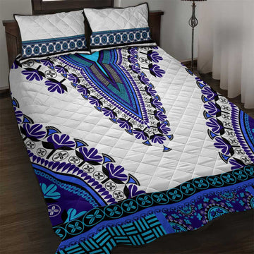 Africa Quilt Bed Set African Dashiki Royal Blue Version LT14